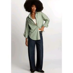 Maeve Green Striped Button Down Shirt